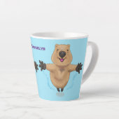 Tasse Latte Joyeux sauter quokka dessin animé (Angle droit)