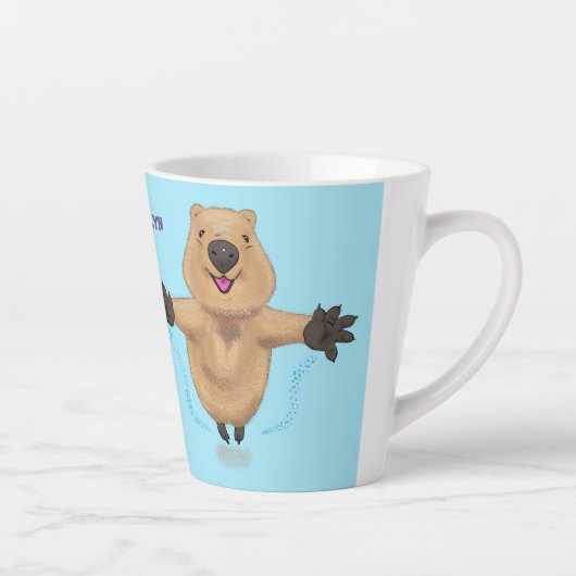 Tasse Latte Joyeux sauter quokka dessin animé (Droite)