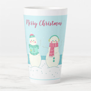 Tasse Latte Joyeux Snowmen de Noël