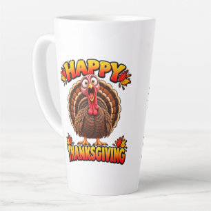 Tasse Latte Joyeux Thanksgiving & Dinde Rôtie