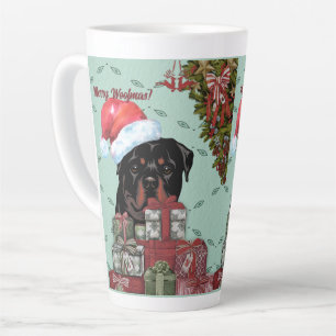 Tasse Latte Joyeux Woofmas ! Don de Noël Rottweiler Santa Hat