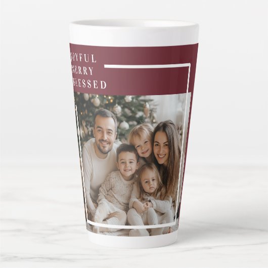 Tasse Latte Joyful Merry Blessed Christmas Photo (Devant)