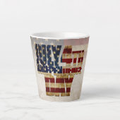 Tasse Latte Juillet 4 Jour de l'Indépendance Conception du dra (Devant)