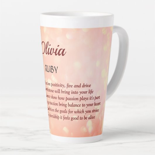 Tasse Latte Juillet Birthstone Ruby design (Angle droit)