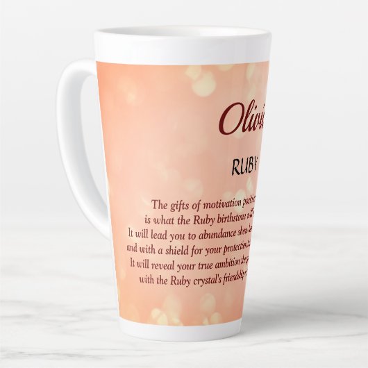 Tasse Latte Juillet Birthstone Ruby design (Angle gauche)