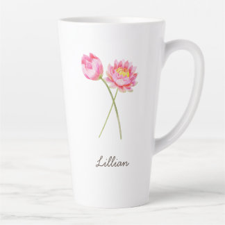 Tasse Latte Juillet Mois de naissance Lys d'eau fleurie