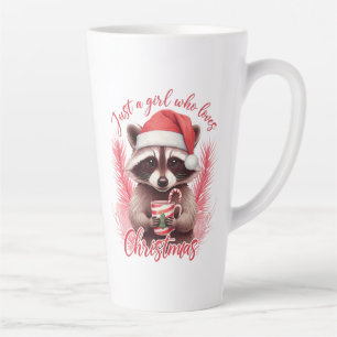 Tasse Latte Juste une fille qui aime le Raton laveur de Noël-7