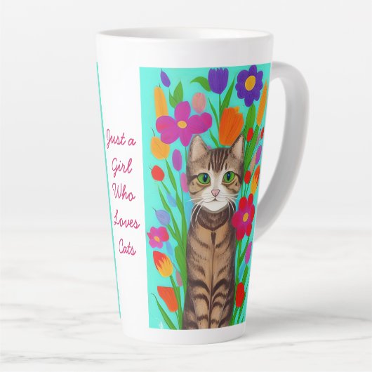 Tasse Latte Juste une fille qui aime les chats | Art populaire (Angle droit)