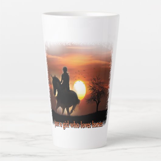 Tasse Latte juste une fille qui aime les chevaux (Devant)