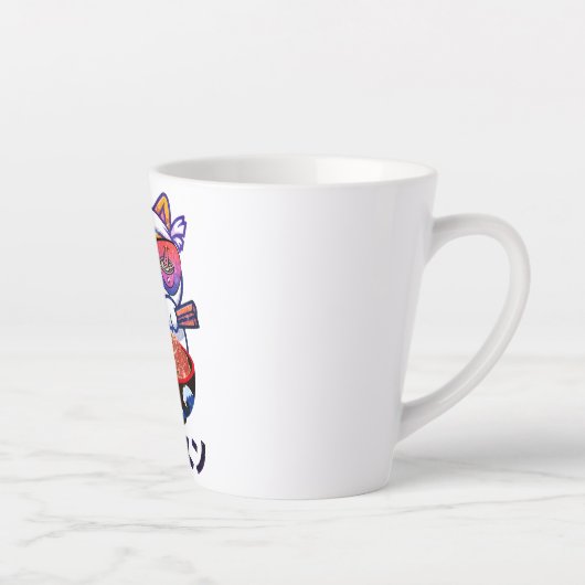 Tasse Latte Kawaii Chat Manger Des nouilles Ramen (Droite)