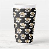 Tasse Latte Kawaii Happy Bat Flying on Full Moon Pattern (Devant)