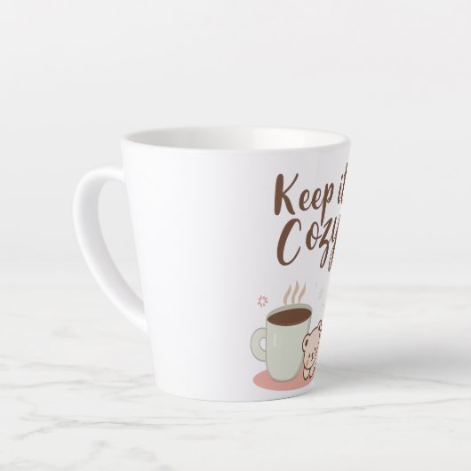 Tasse Latte "Keep it Cozy" with Sleepy Bear and Coffee (Angle gauche)