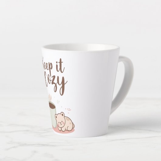 Tasse Latte "Keep it Cozy" with Sleepy Bear and Coffee (Angle droit)