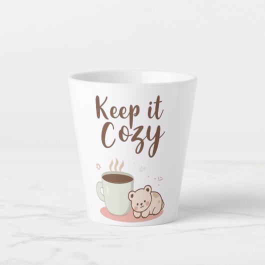 Tasse Latte "Keep it Cozy" with Sleepy Bear and Coffee (Devant)