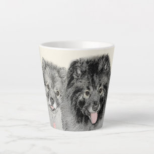 Tasse Latte Keeshond Maman et Son Peinture - Art Chien origina