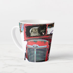 Tasse Latte Keeshond Noël Vieux Camion Peinture Chien Art