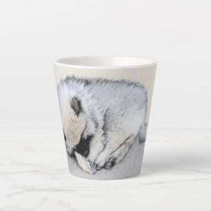 Tasse Latte Keeshond Sleeping Puppy Peinture Chien Art origina