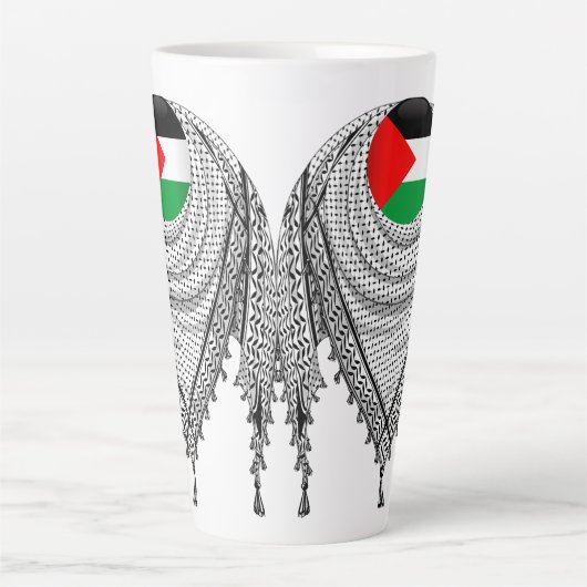 Tasse Latte Keffiyeh Écharpe palestinienne tissu traditionnel (Devant)