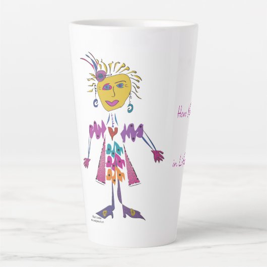 Tasse Latte 'Kiki' - Comment vous vous présentez dans la vie,  (Devant)