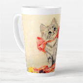 Tasse Latte Kitten avec ruban rouge (Angle gauche)