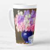 Tasse Latte Kitten blanc vintage avec ruban violet (Angle gauche)