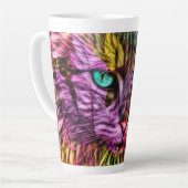 Tasse Latte Kitty Chat coloré Artsy Design (Angle gauche)