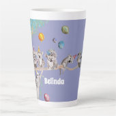 Tasse Latte Koala Aquarelle violet fête d'anniversaire Latte M (Devant)