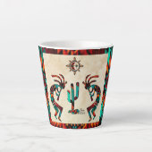 Tasse Latte Kokopelli Et Cactus (Devant)