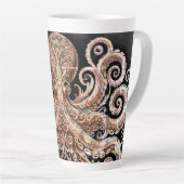 Tasse Latte Kraken Steampunk Octopus Ornate Gold et Noir (Angle droit)