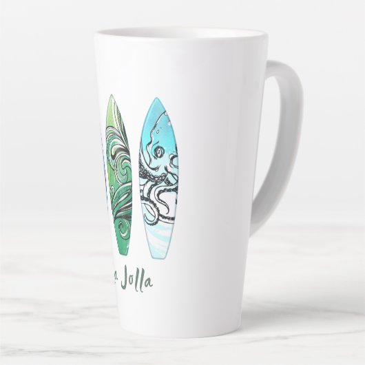 Tasse Latte La Jolla California Surboards (Angle droit)