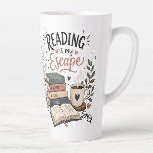 Tasse Latte La lecture est mon échappatoire - Esthétique amour