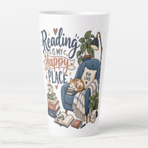 Tasse Latte La lecture est mon endroit heureux – Conception de