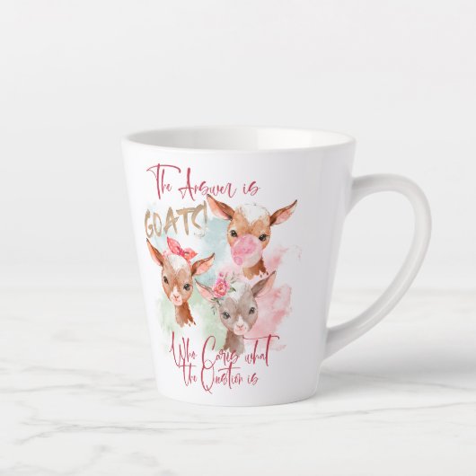 Tasse Latte La réponse est GOATS - Aquarelle chèvres (Droite)
