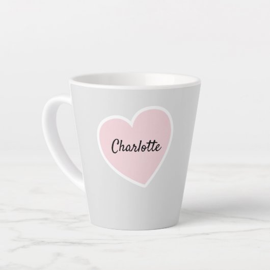Tasse Latte La Saint Valentin, le coeur rose latte (Angle gauche)