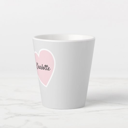 Tasse Latte La Saint Valentin, le coeur rose latte (Devant)