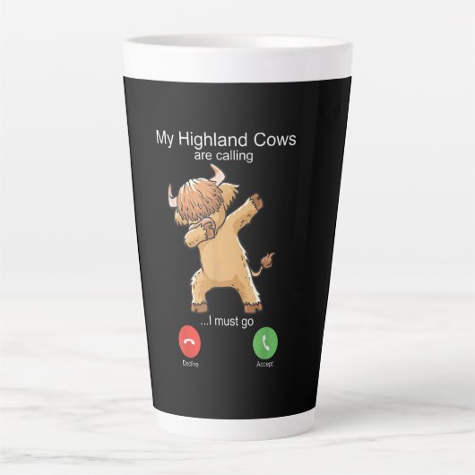 Tasse Latte La vache écossaise des Highlands appelle (Devant)