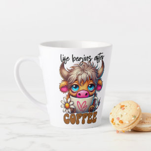Tasse Latte La vie commence après le café 