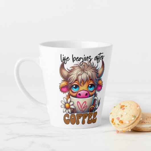 Tasse Latte La vie commence après le café (En situation)