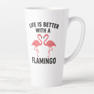 Tasse Latte la vie est meilleure avec flamingo