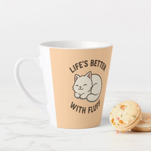 Tasse Latte La vie est meilleure avec le fluff - Cute Chibi Ca (En situation)