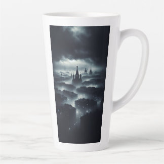 Tasse Latte La ville nocturne sombre