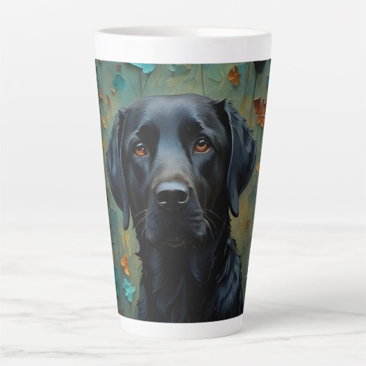 Tasse Latte Labrador noir en Feuille (Devant)