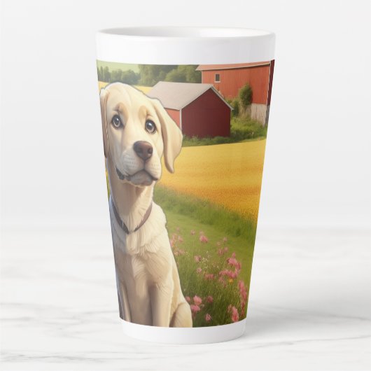 Tasse Latte Labrador Retriever à la ferme (Devant)