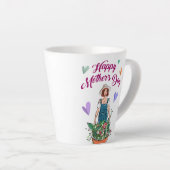 Tasse Latte Lady Gardening Flowers Fête des mères (Angle droit)