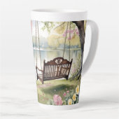 Tasse Latte Lakeside Swing dans le jardin d'aquarelle romantiq (Angle droit)