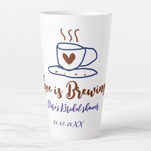 Tasse Latte L'amour brun bleu brun douche nuptiale ajouter nom (Devant)