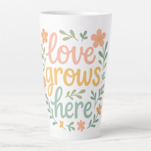 Tasse Latte L'amour grandit ici, typographie Cottagecore Art