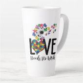 Tasse Latte L'amour n'a pas besoin de mots Sensibilisation sur (Angle droit)