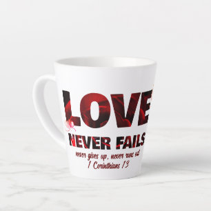 Tasse Latte L'AMOUR N'ÉCHEC JAMAIS Photo chrétienne