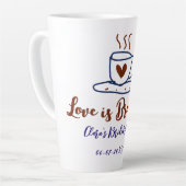 Tasse Latte L'amour se prépare douche de mariée marron bleu aj (Angle gauche)